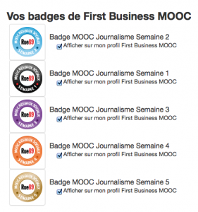 Les 5 badges du Mooc Rue 89
